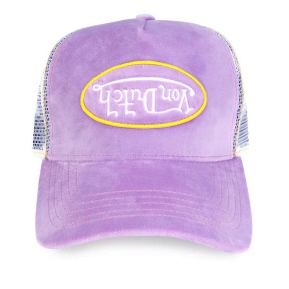 Von Dutch Purple Velvet Upside Down Embroidered Logo Trucker Hat/Cap| NEW/NWT💜 - Picture 1 of 9